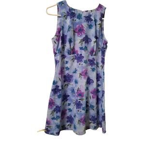 VTG All That Jazz Casual Career Blue Floral A-Line Sundress Mini Size 7/8